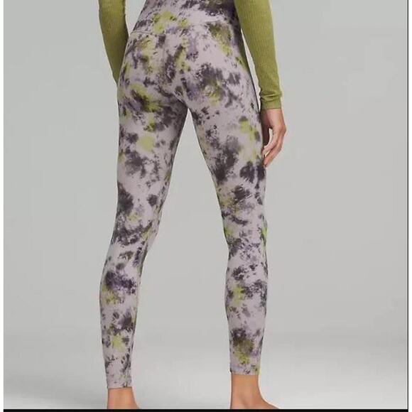 #2L -Lululemon Align High-Rise Pant 28" Size 12 Radial Tie Dye Mauve Grey Multi - Picture 2 of 3
